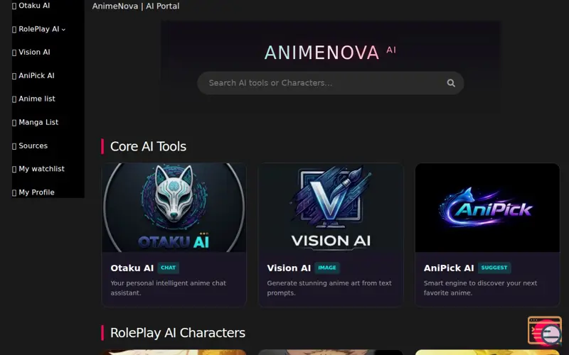 Screenshot of AniTroves AI Hub 