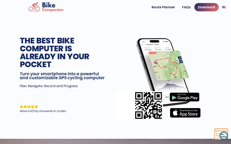 Screenshot of BikeCompanion, a launch using AccelerateWP