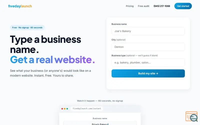Screenshot of Fivedaylaunch