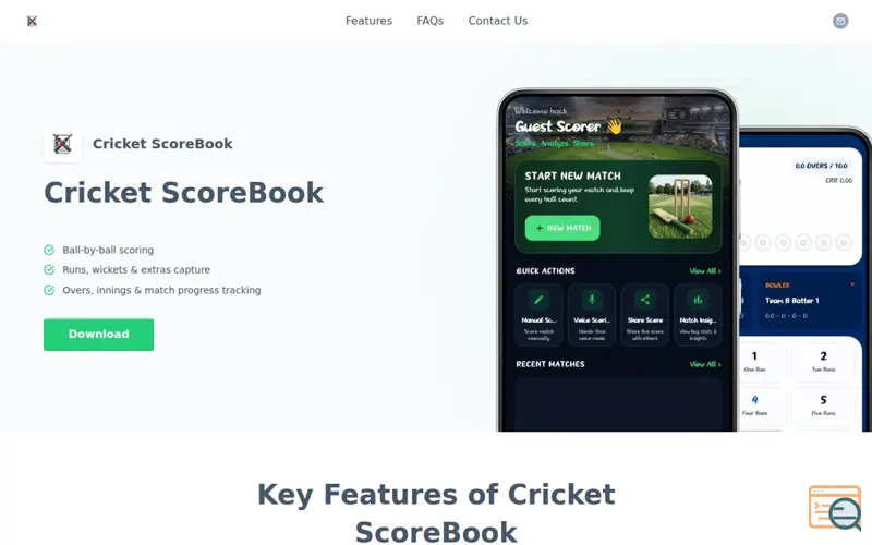 Screenshot of Cricket ScoreBook