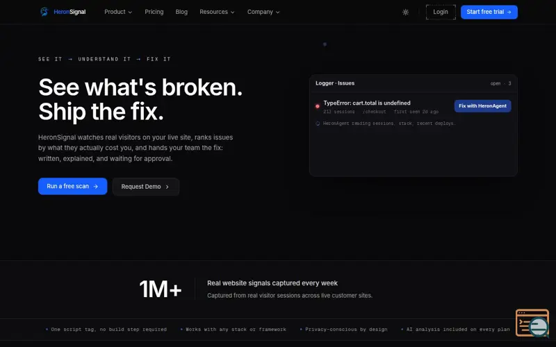 Screenshot of HeronSignal