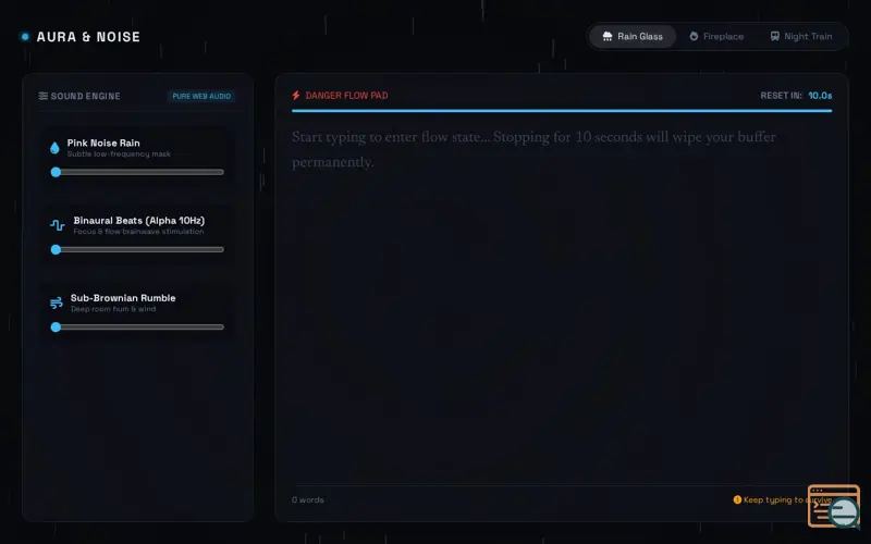 Screenshot of Aura & Noise — Focus Room