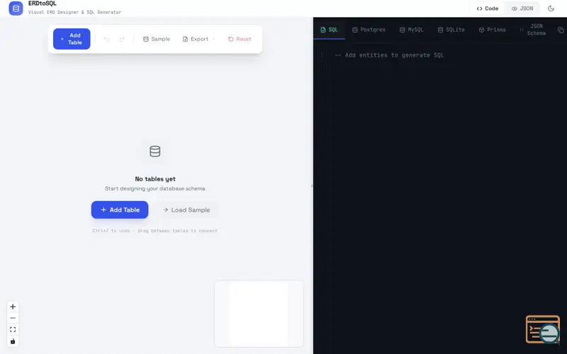 Screenshot of ERDtoSQL