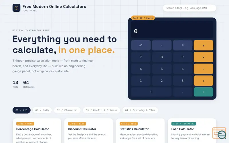 Screenshot of Meter — Calculator Panel
