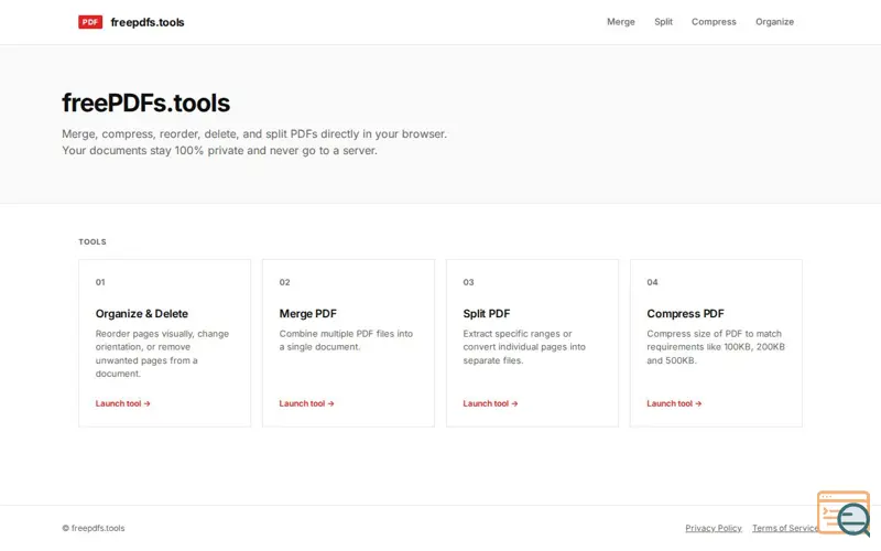 Screenshot of Free PDF Tools