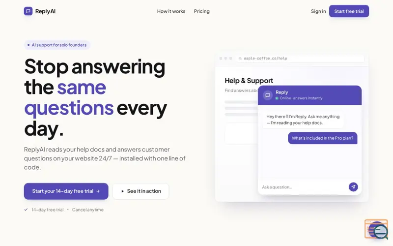 Screenshot of ReplyAI