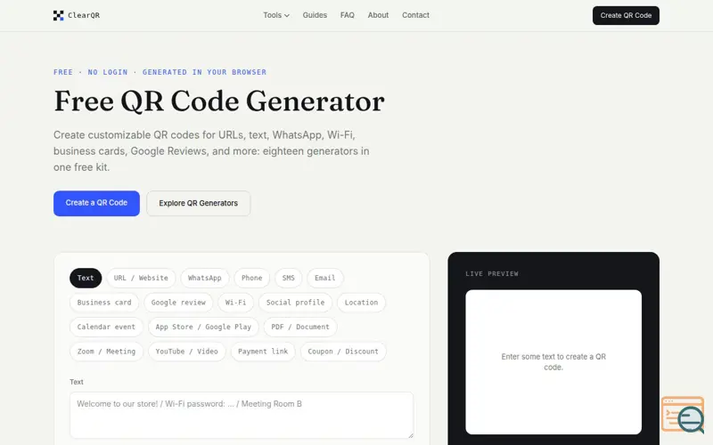 Screenshot of ClearQR