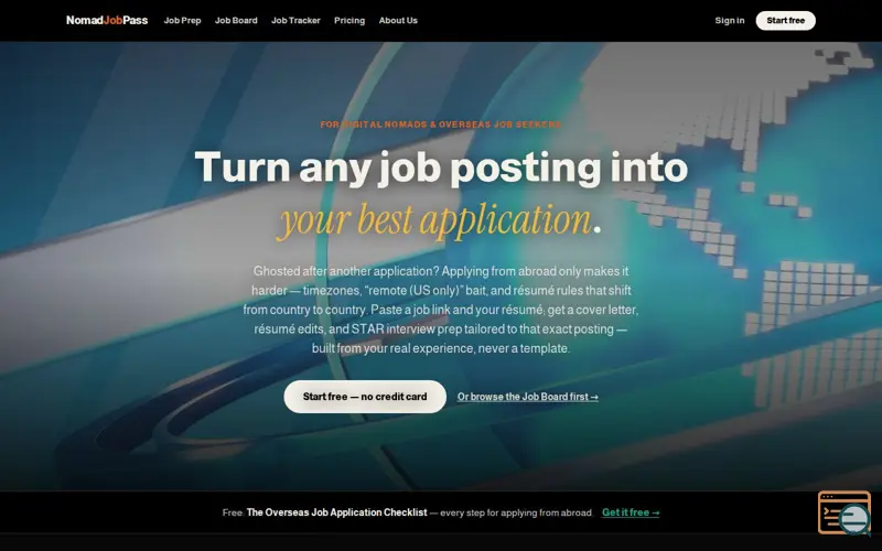 Screenshot of NomadJobPass — Turn any job posting into your best application