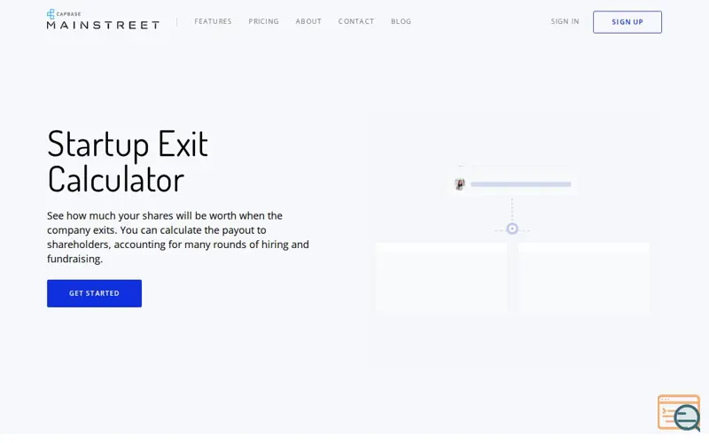 Screenshot of Startup Exit Calculator by Capbase, a launch using Zapier