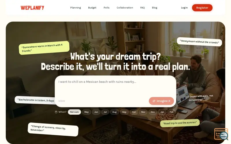 Screenshot of WePlanify