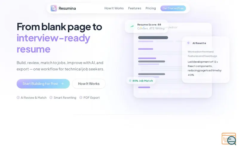 Screenshot of Resumina