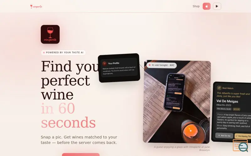 Screenshot of Vinoperte