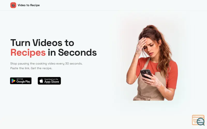 Screenshot of Video to Recipe
