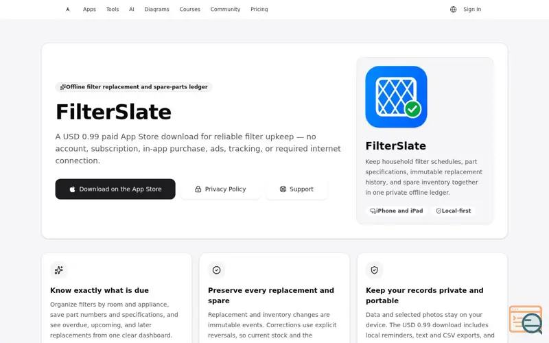 Screenshot of FilterSlate