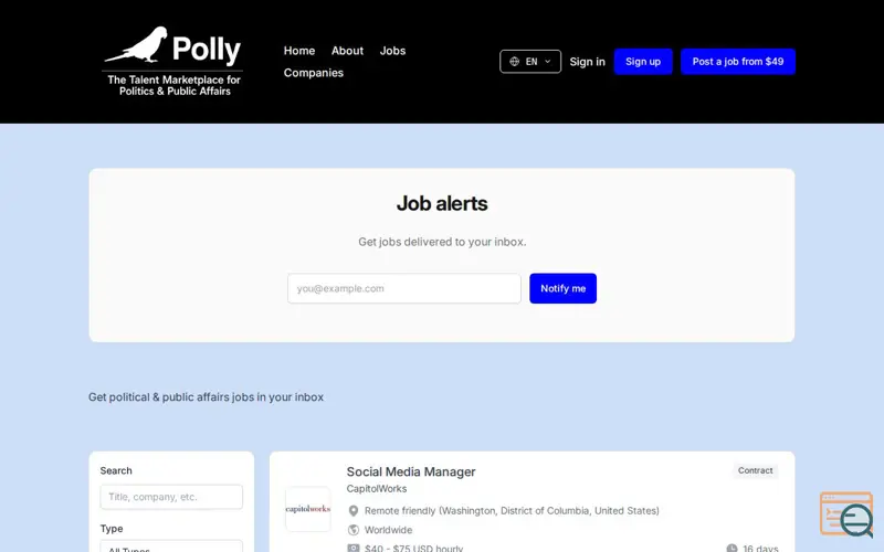 Screenshot of Polly, a launch using Ahoy