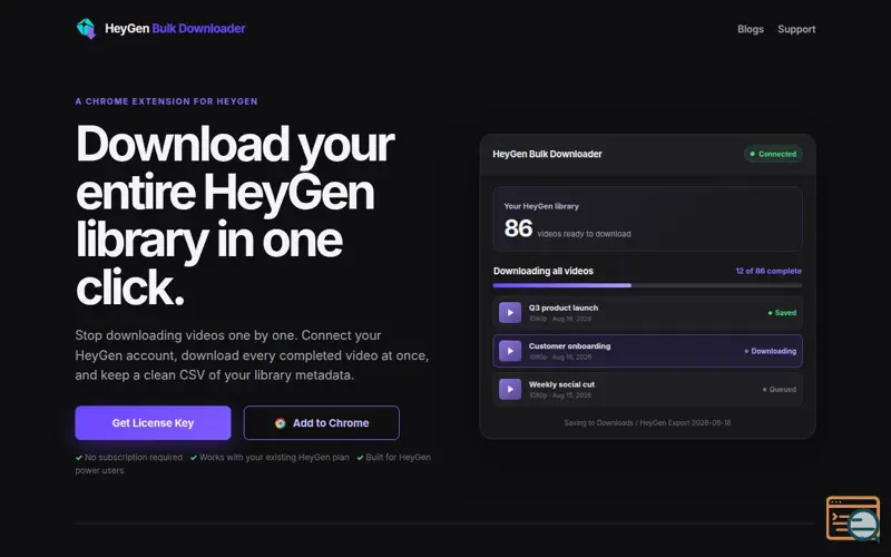 Screenshot of HeyGen Bulk Downloader