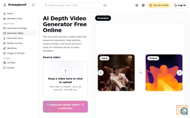 Screenshot of AI Depth Video Generator Free Online