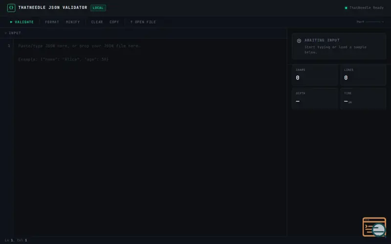 Screenshot of ThatNeedle JSON Validator