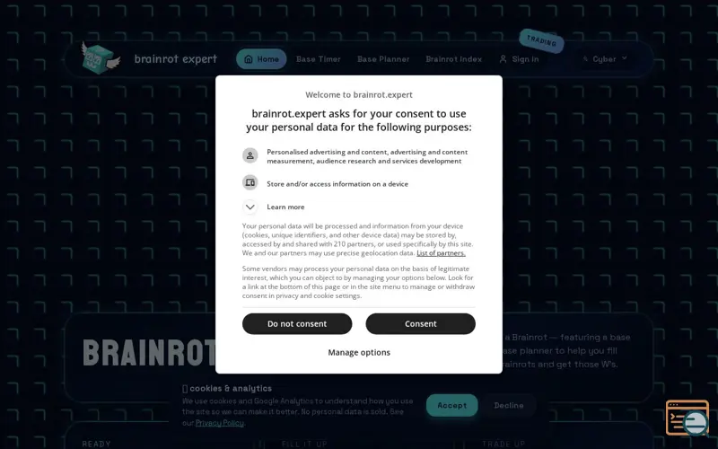Screenshot of brainrot.expert