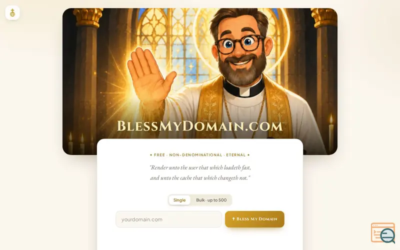Screenshot of BlessMyDomain.com - Bless your domain!