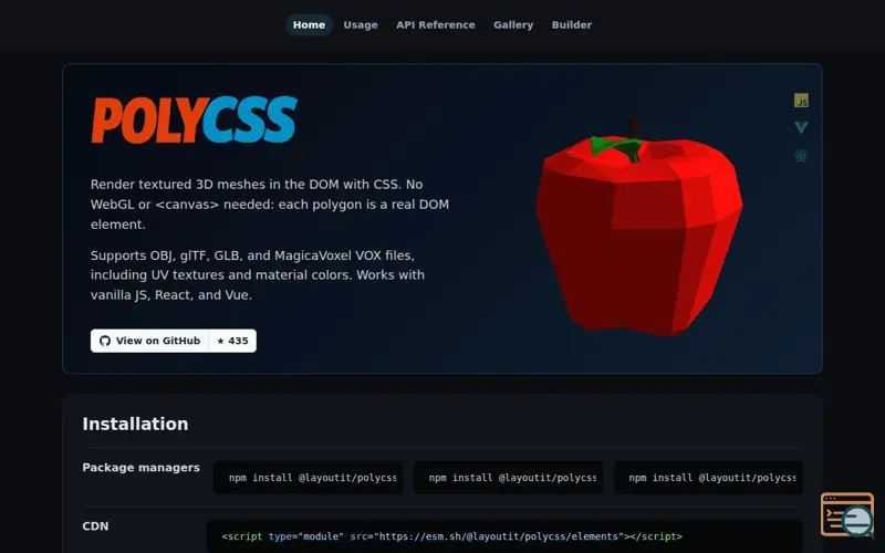 Screenshot of PolyCSS
