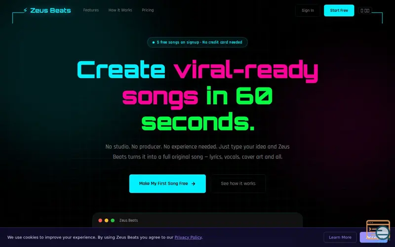 Screenshot of Zeus Beats
