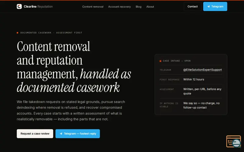 Screenshot of Clearline Reputation