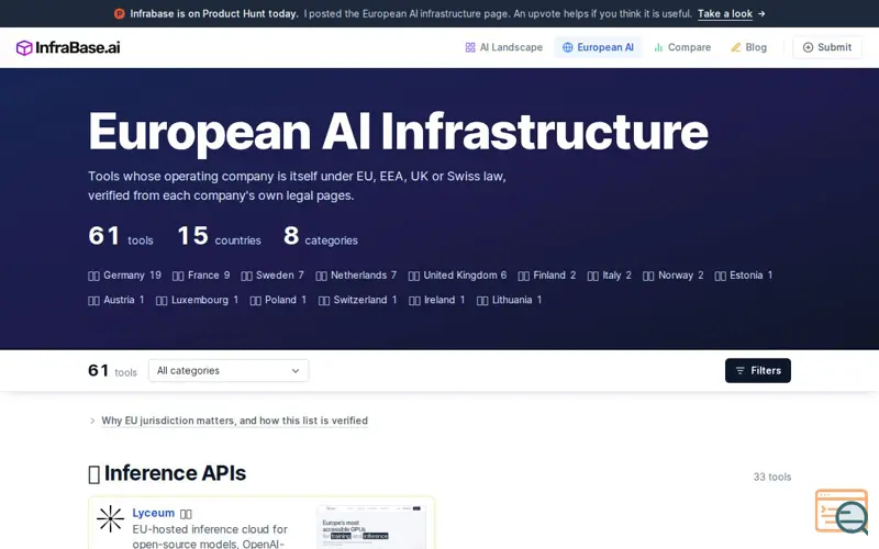 Screenshot of Infrabase.ai