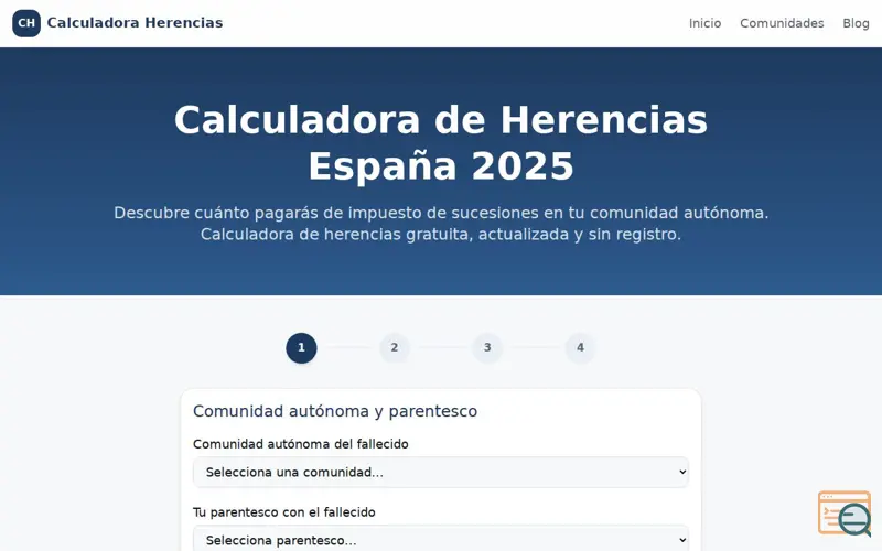 Screenshot of Calculadora Herencias España