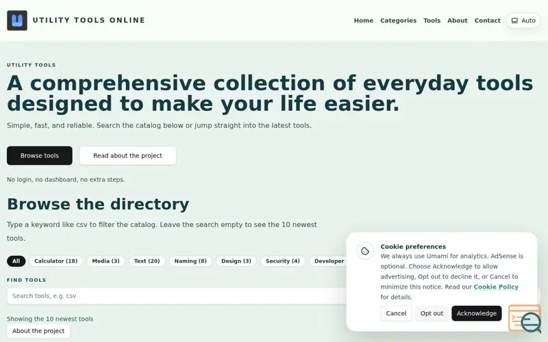 Screenshot of Utility Tools Online