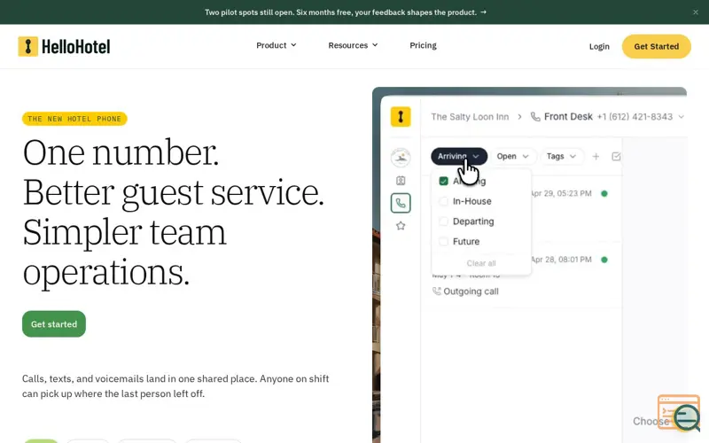 Screenshot of Hello Hotel — Modern Hotel Phone System