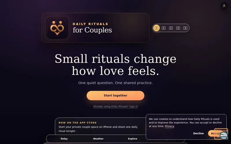 Screenshot of Daily Rituals for Couples