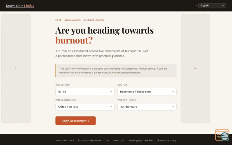 Screenshot of Know Your Limits
