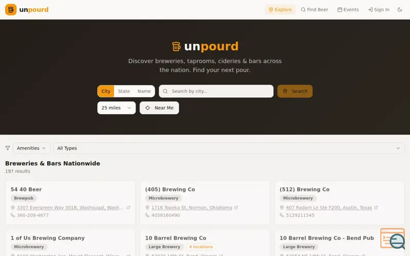 Screenshot of unpourd