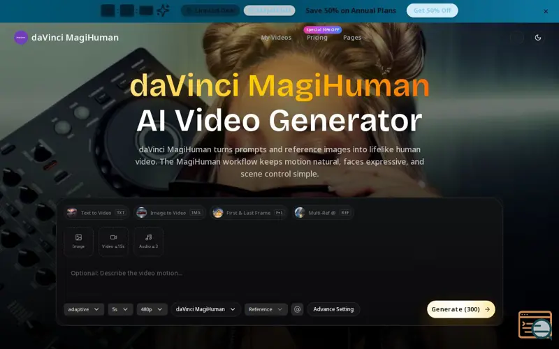 Screenshot of MagiHuman AI Video Generator