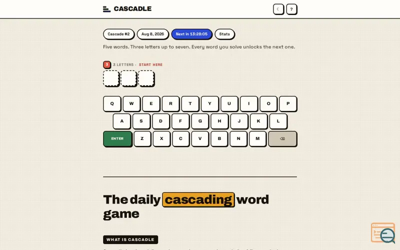 Screenshot of Cascadle