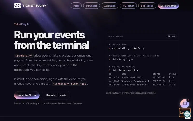 Screenshot of Ticket Fairy CLI