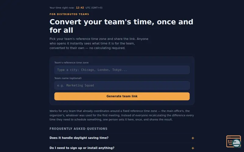 Screenshot of Convert your team's time instantly