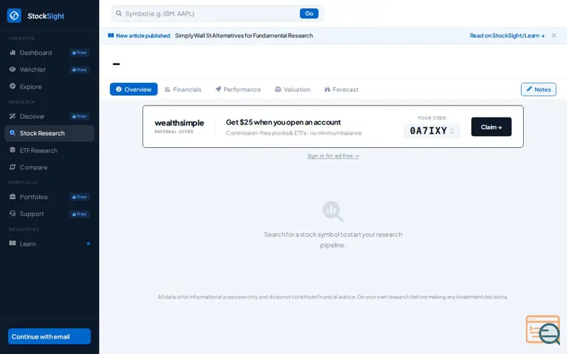 Screenshot of StockSight
