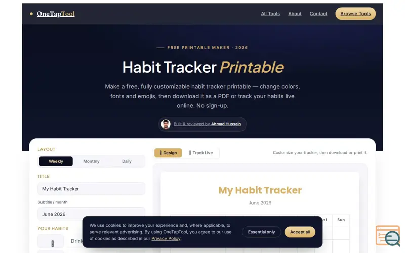 Screenshot of Habit Tracker Printable