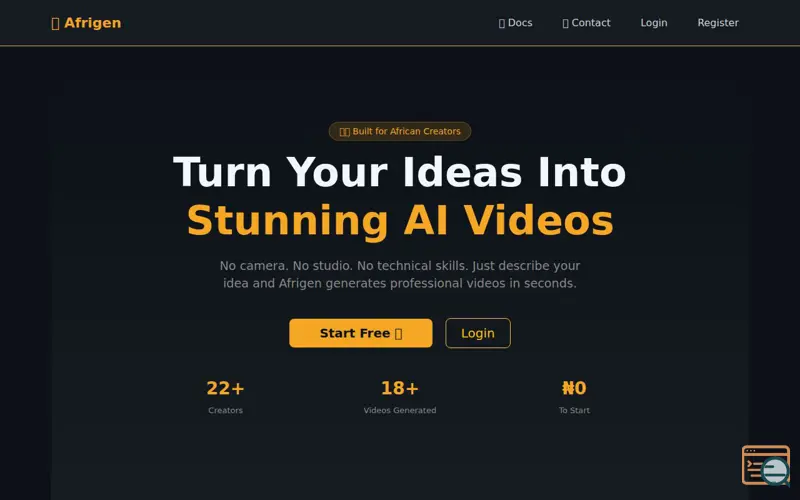 Screenshot of Afrigen ai
