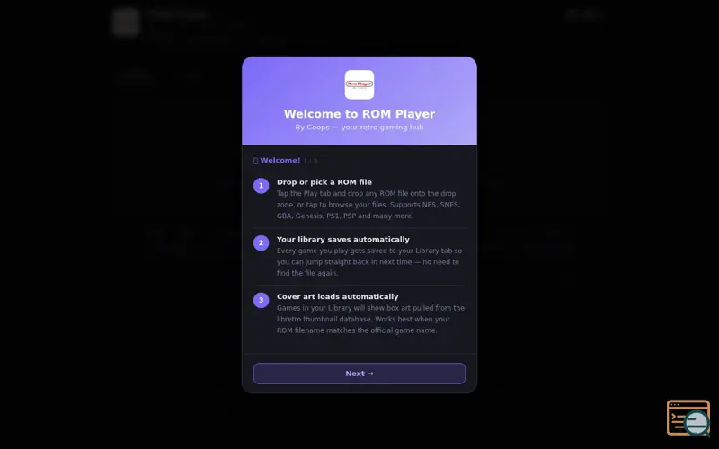 Screenshot of ROM Player by Coops