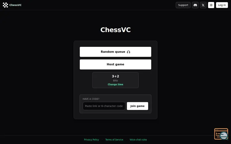 Screenshot of ChessVC.com Chess with Voice Chat