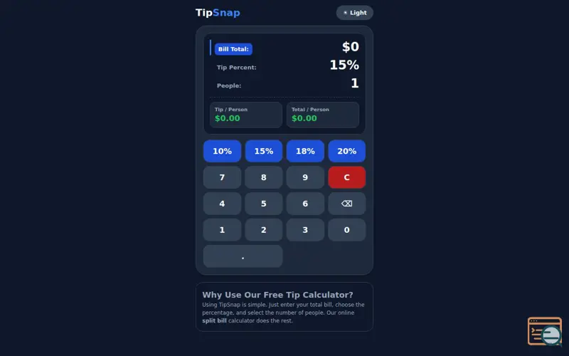 Screenshot of TipSnap