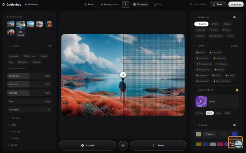 Screenshot of Goldenboy — Browser-Based Pixel Art Generator