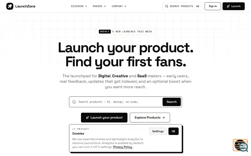 Screenshot of LaunchZone