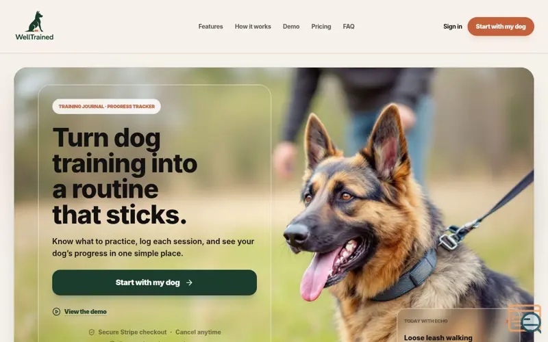 Screenshot of WellTrained