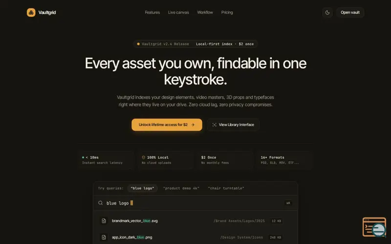 Screenshot of Vaultgrid — Local