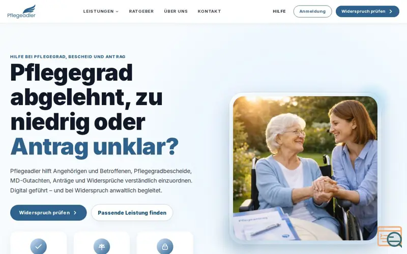 Screenshot of Pflegeadler, a launch using Plesk