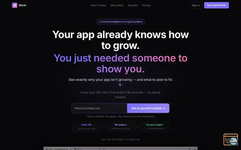 Screenshot of Markr, Growth Intelligence for Founders